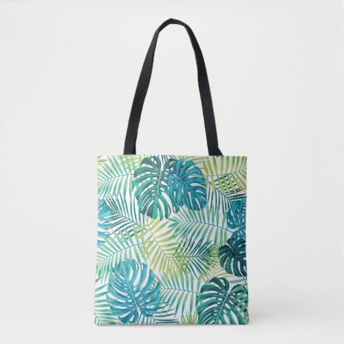 Tropical Leaf Monstera Seamless Design Tote Bag