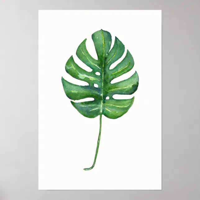 Tropical Leaf (Monstera) Watercolor Poster | Zazzle