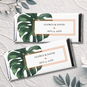 Tropical Leaf Monstera Wedding Hershey Bar Favors