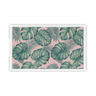 Tropical Leaf Pattern Acrylic Tray