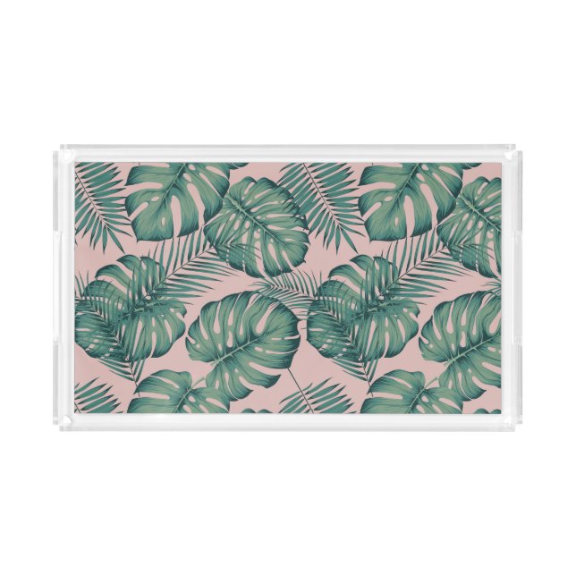 Tropical Leaf Pattern Acrylic Tray (Front)