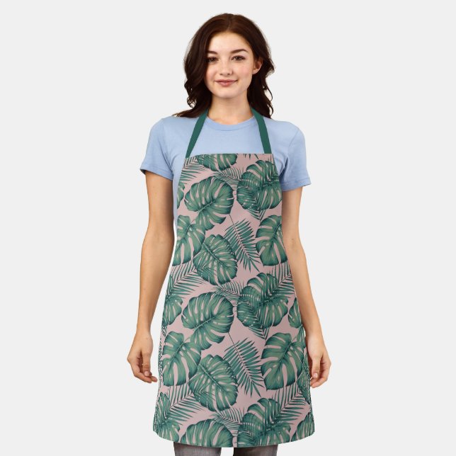 Tropical Leaf Pattern Apron (Worn)