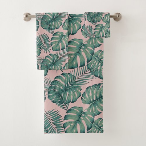 Tropical Leaf Pattern Bath Towel Set