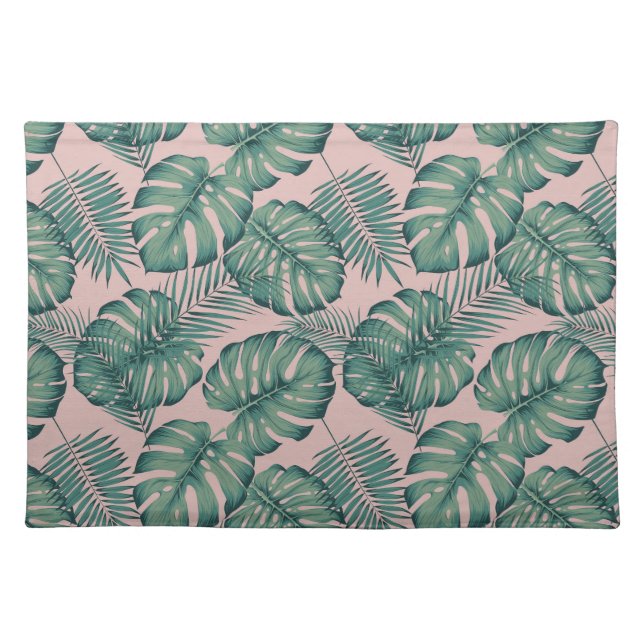 Tropical Leaf Pattern Cloth Placemat (Front)