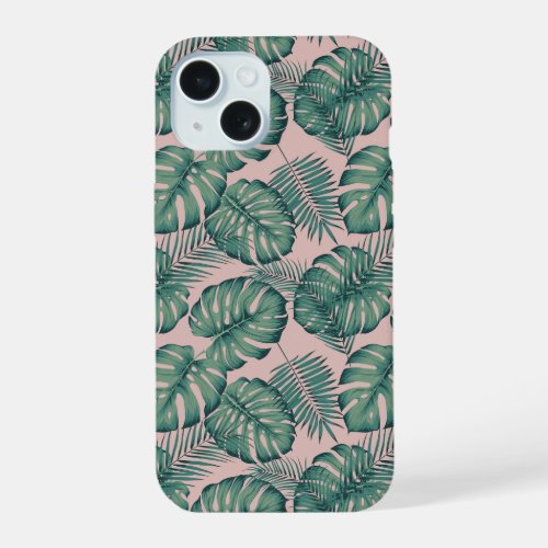 Tropical Leaf Pattern iPhone 15 Case