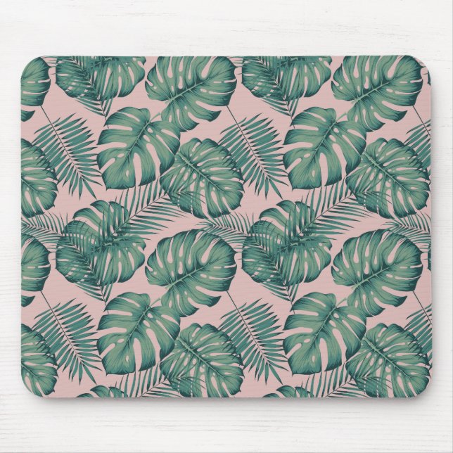 Tropical Leaf Pattern Mouse Pad (Front)