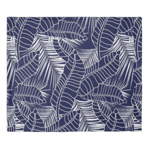 tropical leaf pattern on the navy blue background duvet cover