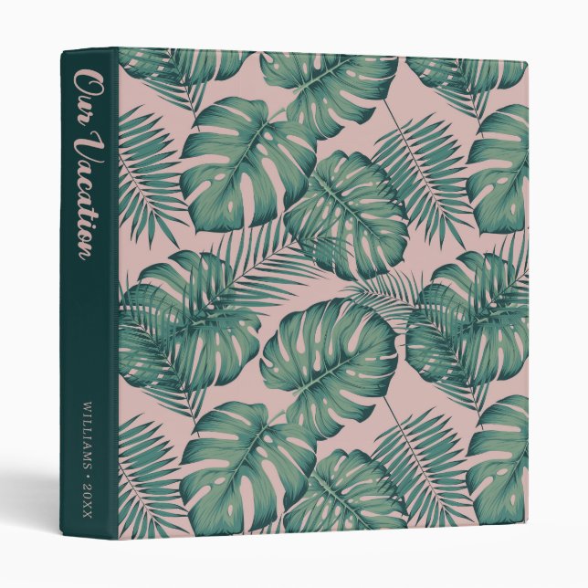 Tropical Leaf Pattern | Our Vacation 3 Ring Binder (Front/Spine)