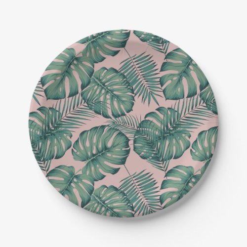 Tropical Leaf Pattern Paper Plates