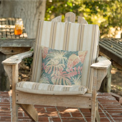 Tropical Leaf Pattern Patio Porch Pool Outdoor Pillow