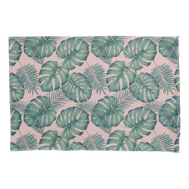 Tropical Leaf Pattern Pillow Case (Front-Left)
