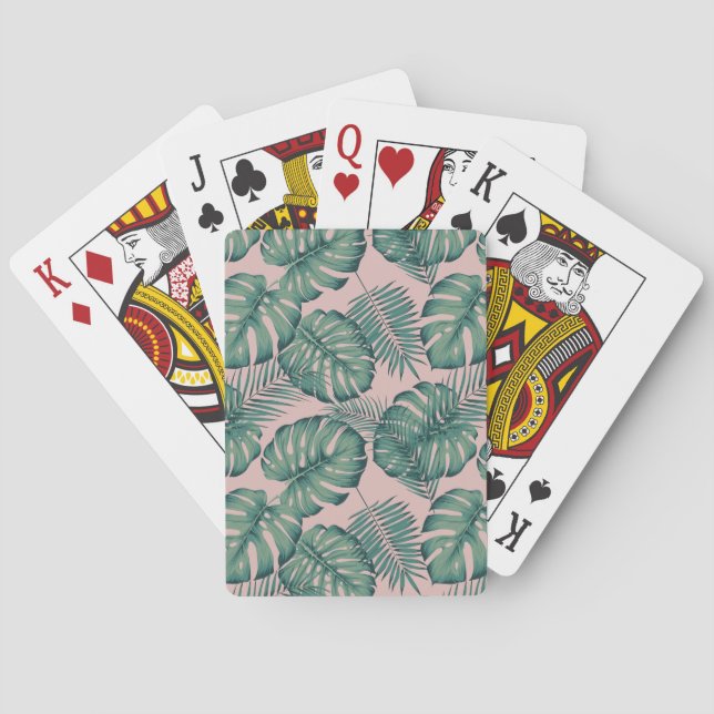 Tropical Leaf Pattern Poker Cards (Back)