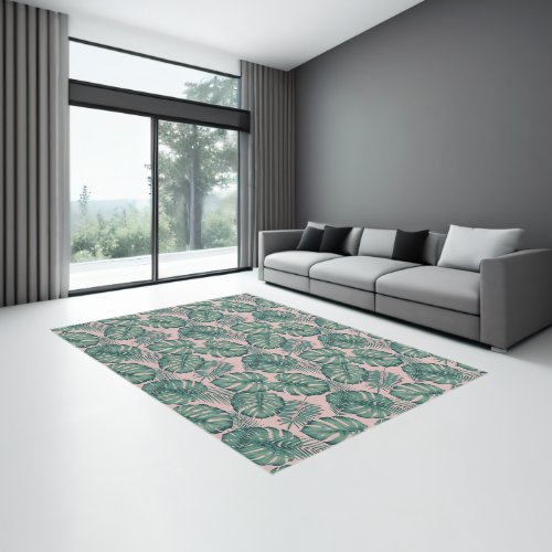 Tropical Leaf Pattern Rug