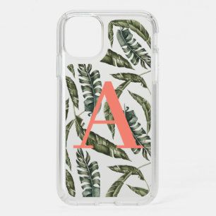 Tropical leaf personalized name and initial speck iPhone 11 case