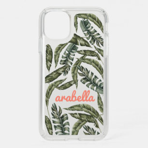Tropical leaf personalized name speck iPhone 11 case