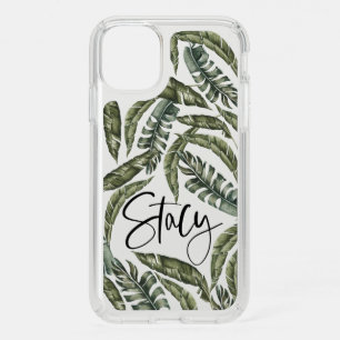 Tropical leaf personalized name stacy speck iPhone 11 case