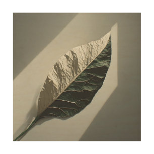 Tropical Leaf Photography Light Shadow Wood Wall Art