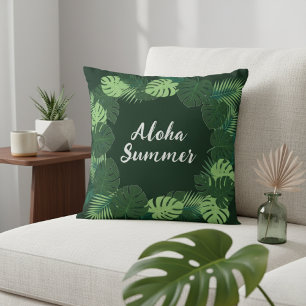 Tropical Leaf Pillow, Name or Phrase, Aloha Summer Throw Pillow