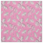 Tropical Leaf Pink and White Pattern Fabric
