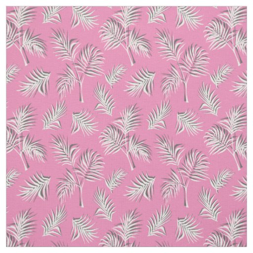 Tropical Leaf Pink and White Pattern Fabric