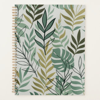 Tropical Leaf Seamless Pattern – Green & Gold Bota Planner