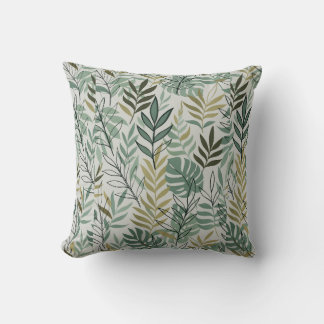Tropical Leaf Seamless Pattern – Green & Gold Bota Throw Pillow