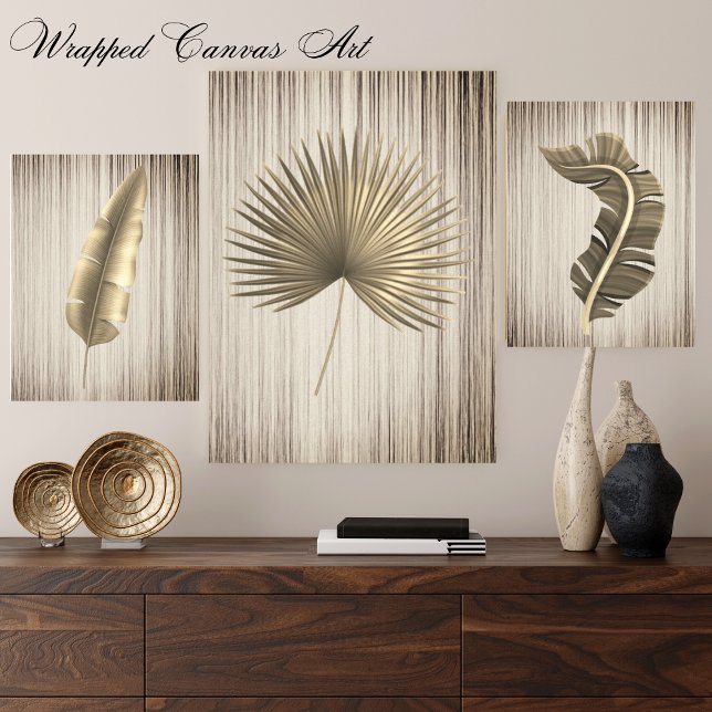 Tropical Leaf Sepia on Bronze Background Canvas Print (Creator Uploaded)