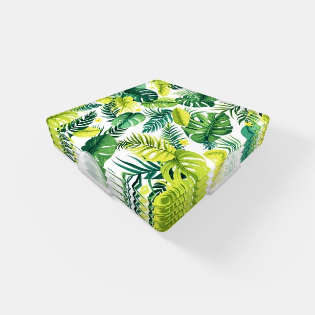 Tropical Leaf Story – Monstera & Banana Leaf  Coaster Set (Set)
