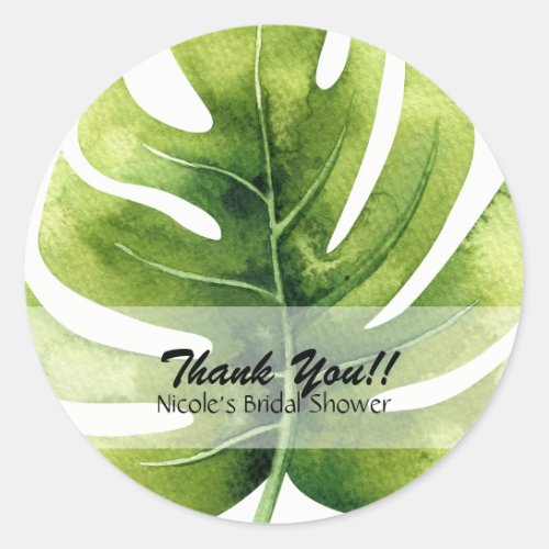 Tropical Leaf Summer Luau Party Wedding Favor Classic Round Sticker