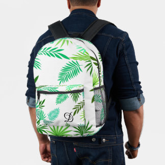 tropical leaf summer palm leaves green pattern printed backpack
