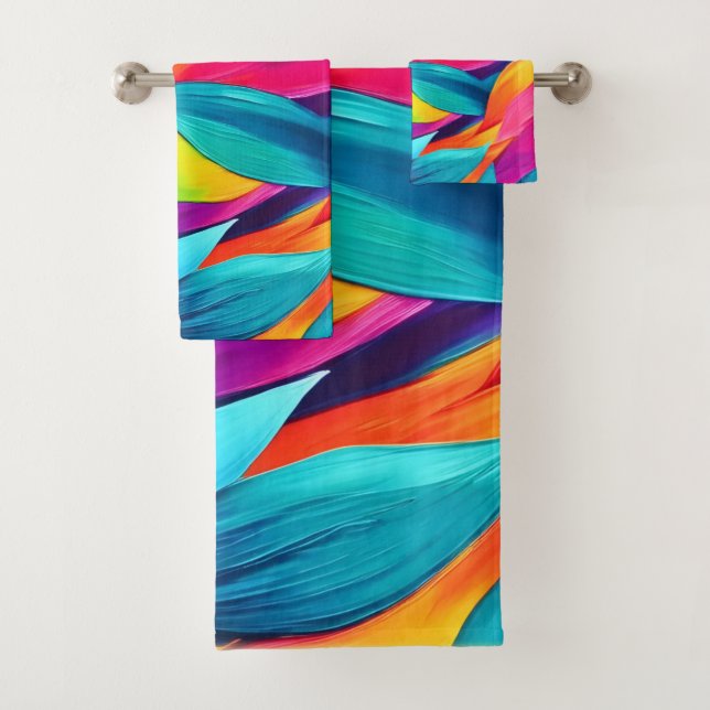 Tropical Leaf Tapestry Painting Bath Towel Set (Insitu)