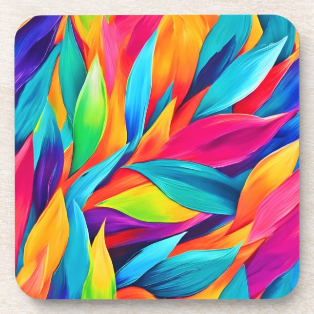 Tropical Leaf Tapestry Painting Beverage Coaster (Front)
