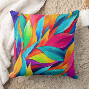 Tropical Leaf Tapestry Painting Throw Pillow
