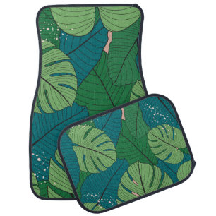 Tropical Leaf Tapestry: Vintage Verdure Car Floor Mat
