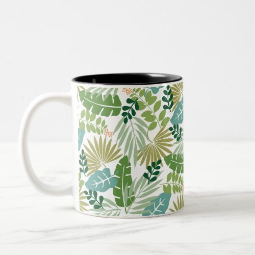 Tropical Leaf Toss Two_Tone Coffee Mug