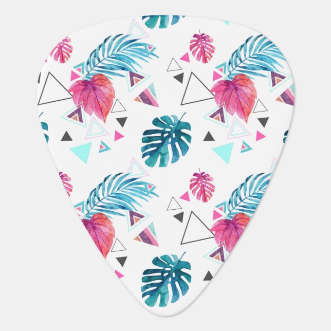 Tropical Leaf Triangle Pattern Guitar Pick (Front)