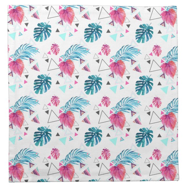Tropical Leaf Triangle Pattern Napkin (Front)