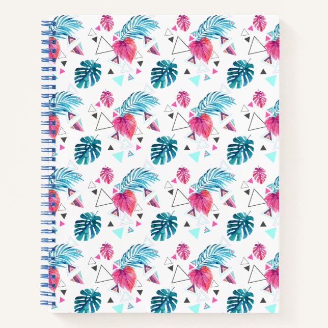 Tropical Leaf Triangle Pattern Notebook (Front)
