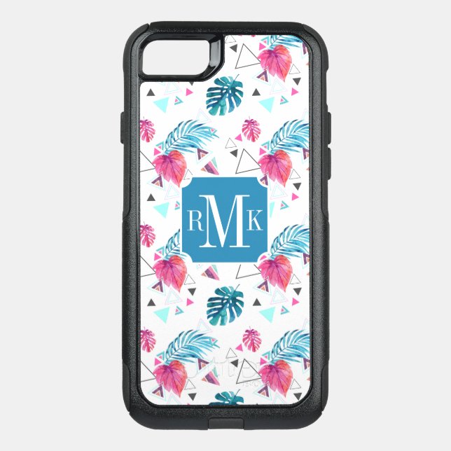 Tropical Leaf Triangle Pattern Otterbox iPhone Case (Back)