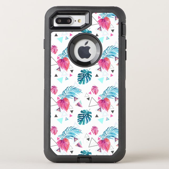 Tropical Leaf Triangle Pattern Otterbox iPhone Case (Back)