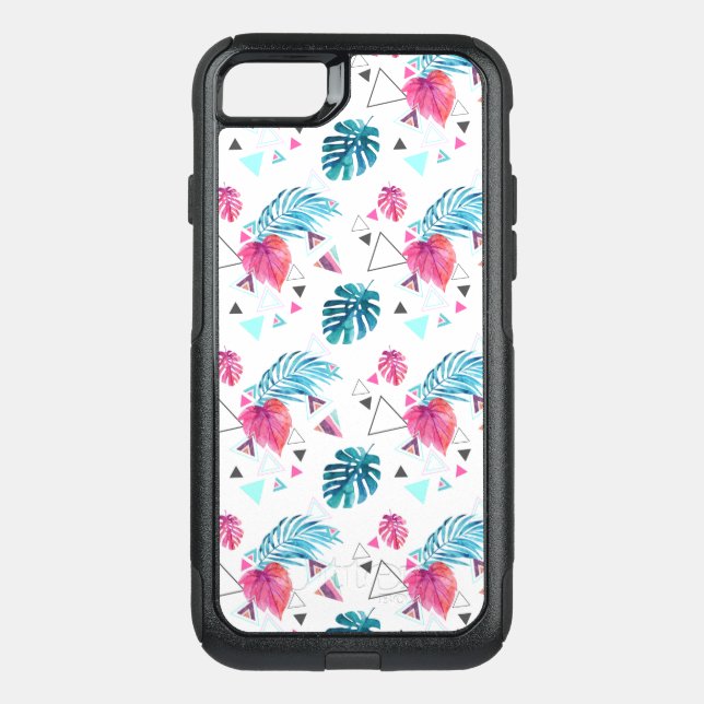 Tropical Leaf Triangle Pattern Otterbox iPhone Case (Back)
