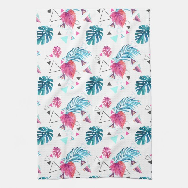 Tropical Leaf Triangle Pattern Towel (Vertical)