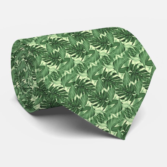 Tropical Leaf Twist Neck Tie (Rolled)
