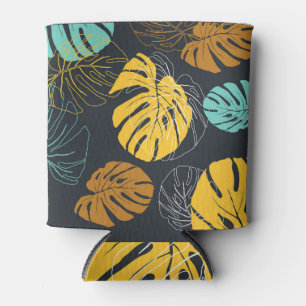 Tropical Leaf Vintage Wallpaper Pattern Can Cooler