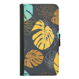 Tropical Leaf Vintage Wallpaper Pattern Samsung Galaxy S5 Wallet Case