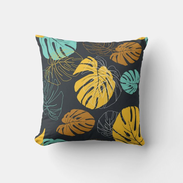 Tropical Leaf Vintage Wallpaper Pattern Throw Pillow (Front)