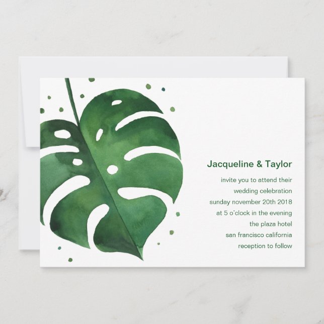 Tropical Leaf Wedding Invitation (Front)