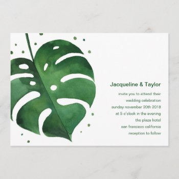 Tropical Leaf Wedding Invitation by fourwetfeet at Zazzle