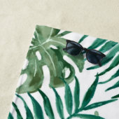 Tropical Leaf White Bachelorette Beach Party Towel (In Situ)