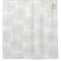Tropical Leaf White Designer Shower Curtain Set